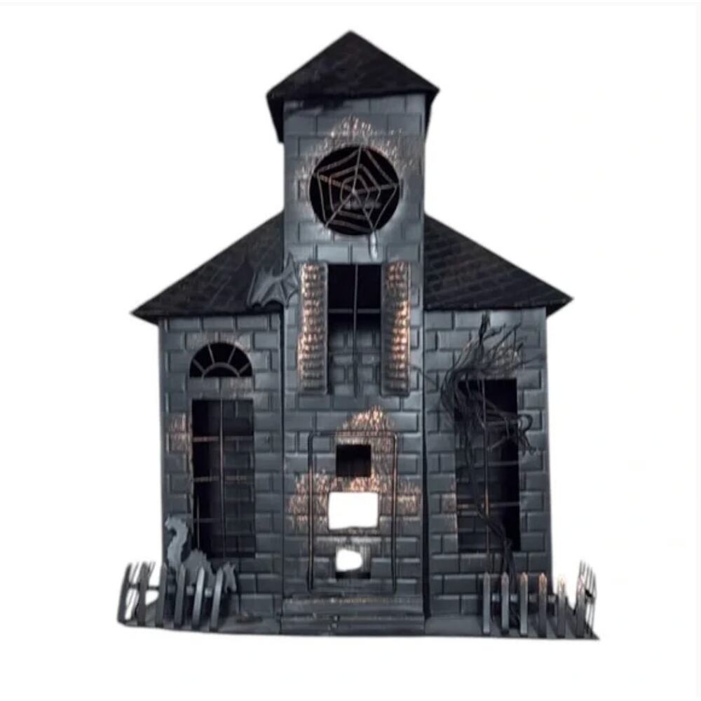Pottery Barn Black Halloween Haunted House Metal Spooky